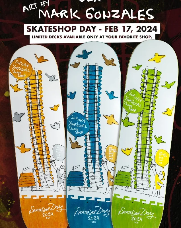 Skateboard Deck with Stiff Flex-Deluxe Support Your Local Skateshop Day Skateboard Deck