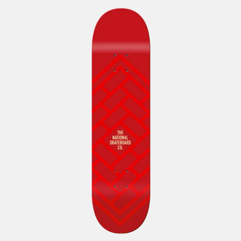 Skateboard Deck with Weatherproof Features-The National Skateboard Co. - 8.0" - Logo Gloss Skateboard Deck - Matte Red (Medium Concave)