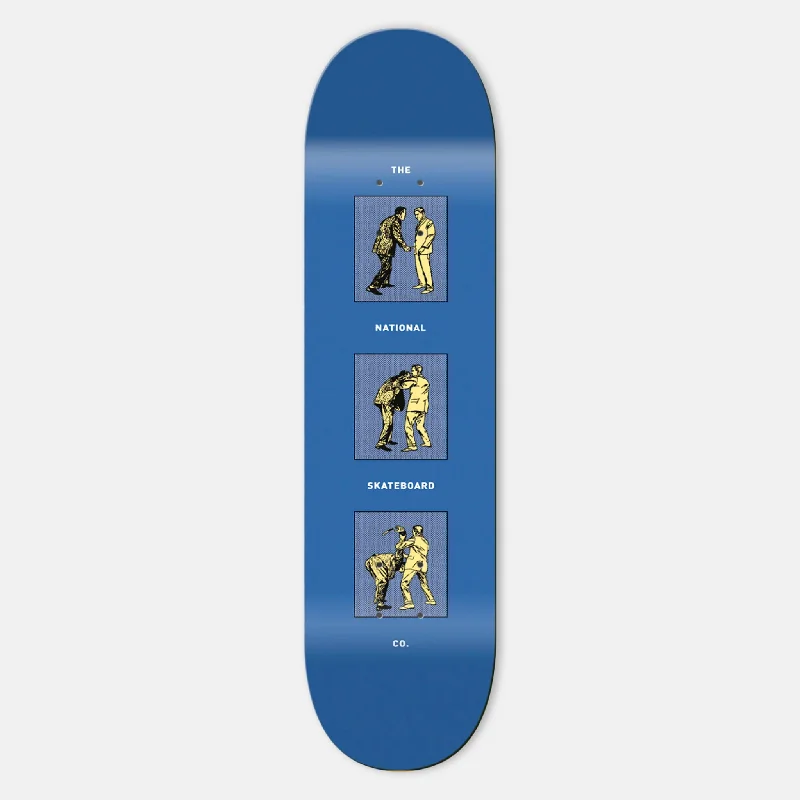 Skateboard Deck with Concave Shape-The National Skateboard Co. - 8.0" Office Politics Skateboard Deck (High Concave) - Blue