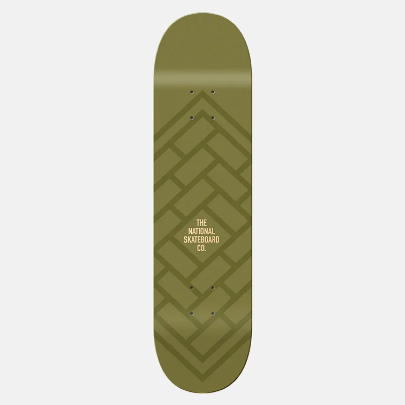 Skateboard Deck with Extra Strong Core-The National Skateboard Co. - 8.25" - Logo Gloss Skateboard Deck - Matte Olive (High Concave)