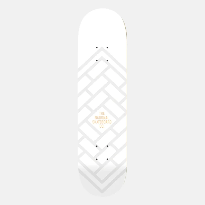 Skateboard Deck for Durable Rides-The National Skateboard Co. - 8.375" - Logo Gloss Skateboard Deck - Matte White (High Concave)