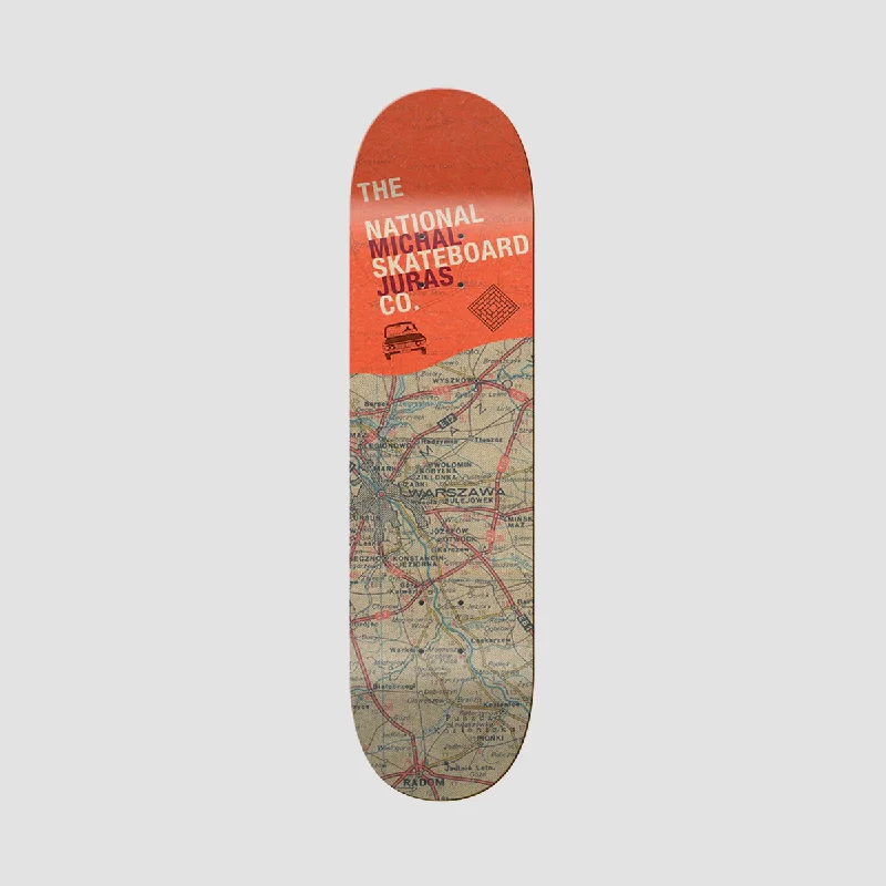 Skateboard Deck with Shallow Concave-The National Skateboard Co Michal Juras Warsaw Map Medium Concave Skateboard Deck - 8.25"