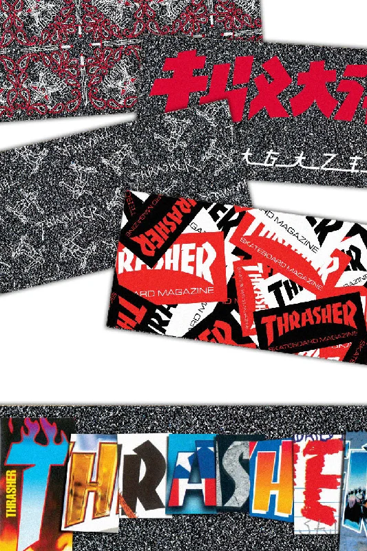 Skateboard Grip Tape with Artistic Patterns-Thrasher Grip Strips Grip Tape 9in x 3.25in Graphic Mob (single)