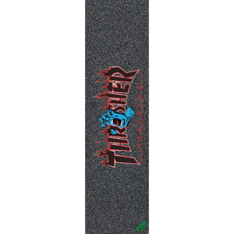 Skateboard Grip Tape for Beginners and Pros-Thrasher x Santa Cruz Mob Screaming Flame Logo Griptape