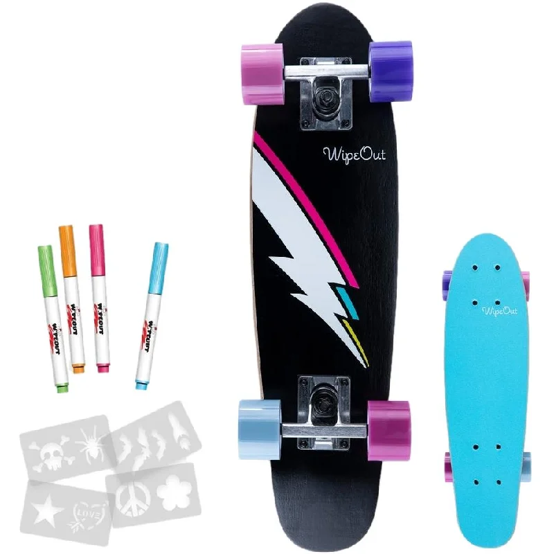 Skateboard for Urban Exploration-Triple 8 Wipeout Lightning Bolt Skateboard Complete