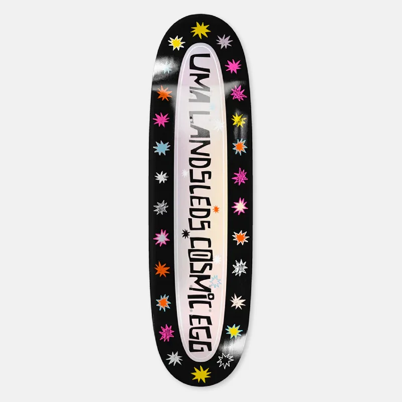 Skateboard Deck with Wide Stance-Uma Landsleds - 9.0" Cosmic Egg Skateboard Deck - Holographic Foil