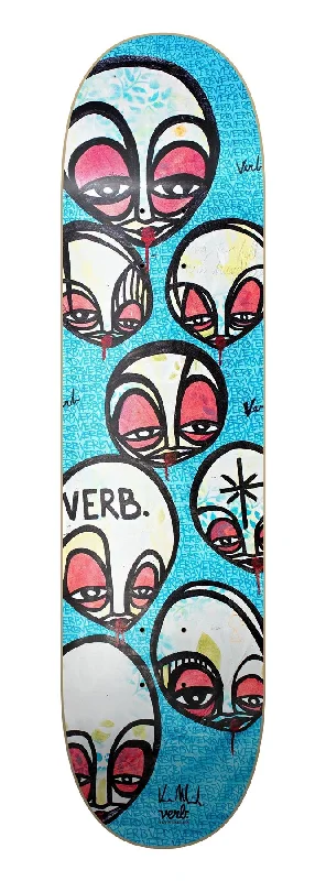 Skateboard Deck for Bumpy Roads-Verb Limited Kris Markovich Faces Artist Skateboard Deck Blue 8.25"