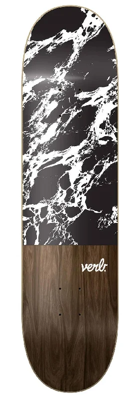 Skateboard Deck with Carbon Fiber-Verb Marble Dip Logo Deck Black/White Skateboard Deck - 8.0"