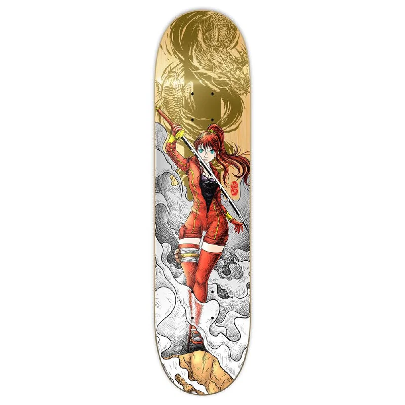 Skateboard Deck with Versatile Performance-Yocaher Graphic Skateboard Deck  - Samurai Series - Girl Samurai Gold Dragon