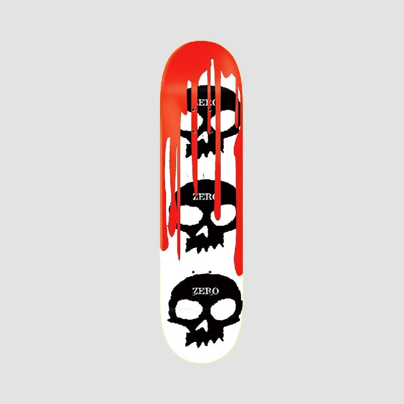 Skateboard Deck for Gravity Sports-Zero 3 Skull Blood Skateboard Deck White/Black/Red - 8.375"