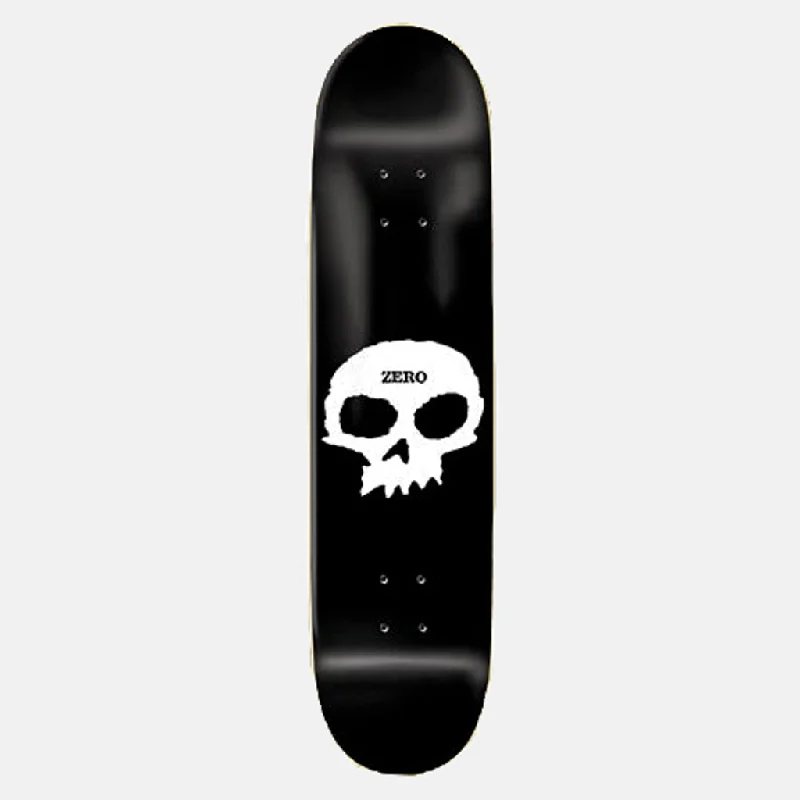 Skateboard Deck with Pro-Endorsed Design-Zero Skateboards - 8.0" Single Skull Skateboard Deck - Black / White