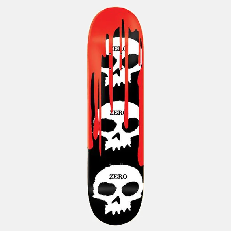 Skateboard Deck for Aggressive Skating-Zero Skateboards - 8.25" 3 Skull Blood Skateboard Deck - Black / White / Red