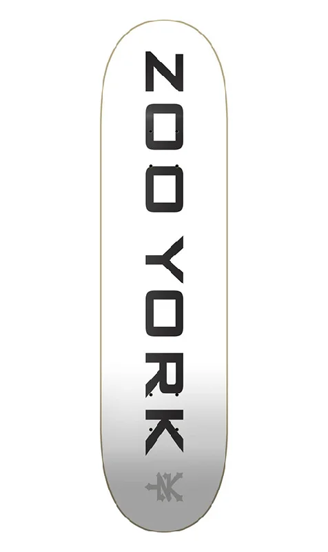 Skateboard Deck with Custom Engraving-Zoo York OG 95 Logo Deck White/Black/Grey 8.0in